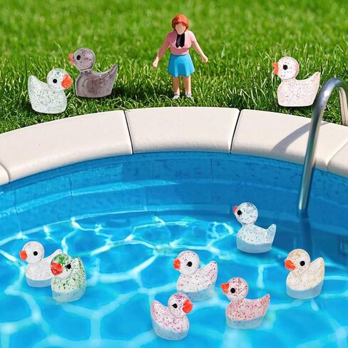 100Pcs Mini Resin Ducks, Tiny Ducks Figurines Bulk for Miniature Dollhouse Decor Accessories Garden Aquarium Potted DIY Ornament Party Toys in Kuwait
