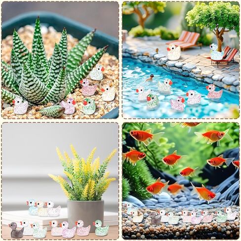 100Pcs Mini Resin Ducks, Tiny Ducks Figurines Bulk for Miniature Dollhouse Decor Accessories Garden Aquarium Potted DIY Ornament Party Toys in Kuwait