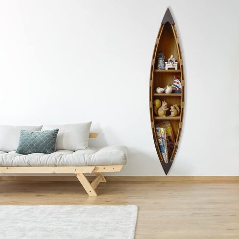 Beach Theme Display Boat with 3 Shelves, White Nautical Standing Boat Shelf Decor, Miniature Boat Model, Decorative Boat (M) in Kuwait