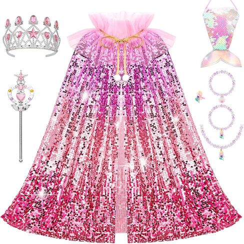 Meland Mermaid Cape for Princess Dress Up, Toy Gift for Girls Ages 3-8 in Saudi Arabia