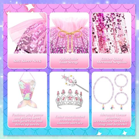 Meland Mermaid Cape for Princess Dress Up, Toy Gift for Girls Ages 3-8 in Saudi Arabia
