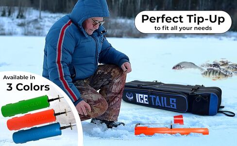 Foldable Ice Fishing Tip Up - Patented Firehouse R-Tek Claw Flag Fishing Pole Indicators Orange Gift Walleye Crappie Heavy-Duty Spool Tackle Hole Down Tip Sensitive Fins Braid Line (2-Pack Orange) in Saudi Arabia
