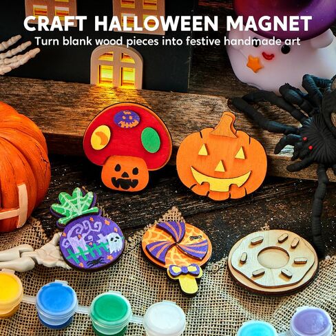 Joyin 12 Wooden Magnet Creativity Arts & Crafts الطلاء للأطفال ، وتزيين هدية الطلاء الخاصة بك لأحشاد سلة عيد الفصح وحفلات أعياد الميلاد والحرف العائلية ، وفضلات الحفلات للفتيان الفتيات in Saudi Arabia