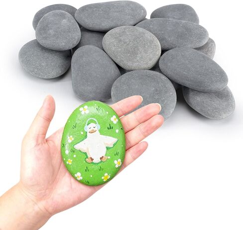 Simetufy 15 Pcs Rocks for Painting, River Rocks to Paint, 2"-3" Flat Painting Rocks, Smooth Rocks for Crafts, Natural Stones for DIY, Kindness Rocks Garden Decoration in Kuwait