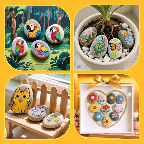 Simetufy 15 Pcs Rocks for Painting, River Rocks to Paint, 2"-3" Flat Painting Rocks, Smooth Rocks for Crafts, Natural Stones for DIY, Kindness Rocks Garden Decoration in Kuwait