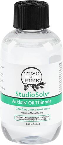 Tusc & Pine Studiosolv ™ Odorless Mineral Spirits 3.4oz (100ml) - مذيب روح خالٍ من الرائحة من أجل الزيوت الفخمة والفنانين والرسم الأرق والمهنيين والمزيد! in Kuwait