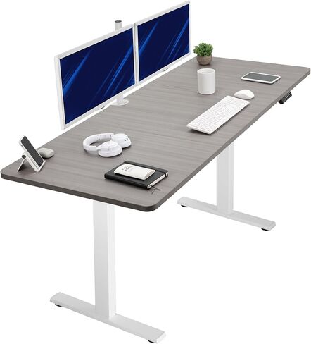 Vivo Electric 60 × 24 بوصة محطة عمل مكتب دائمة ، ضبط ارتفاع وحدة تحكم الذاكرة ، سلسلة 1B ، أعلى قطعة واحدة ، إطار أسود ، مكتب kit-1b6b in Kuwait