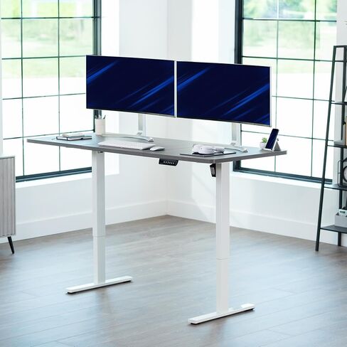 Vivo Electric 60 × 24 بوصة محطة عمل مكتب دائمة ، ضبط ارتفاع وحدة تحكم الذاكرة ، سلسلة 1B ، أعلى قطعة واحدة ، إطار أسود ، مكتب kit-1b6b in Kuwait