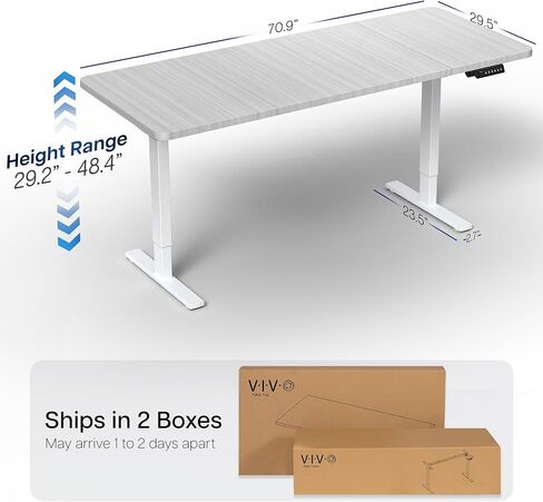 Vivo Electric 60 × 24 بوصة محطة عمل مكتب دائمة ، ضبط ارتفاع وحدة تحكم الذاكرة ، سلسلة 1B ، أعلى قطعة واحدة ، إطار أسود ، مكتب kit-1b6b in Kuwait