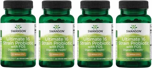 Swanson Dr. Stephen Langer's Formula - Natural Probiotic w/Prebiotic FOS - 16-Strain Supplement Promoting Digestive Support w/ 3.2 Billion CFU per Capsule - (60 Veggie Capsules) (2 Pack) in Saudi Arabia