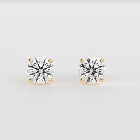 IGI Certified 1 Carat (CT) Round Diamond Stud Earrings, VVS2 Clarity E Color, 14K White Gold Four-Prong Screw-Back Lab Grown in Saudi Arabia