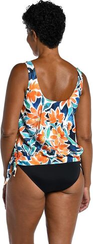Maxine of Hollywood Women's Standard Side Tie Scoop Neck Banded Tankini Swimsuit Top, Blue//Artisan Ikat in Saudi Arabia