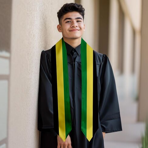 Senegal Flag Graduation Sash Satin Scarf 72" Stole for Abroad Student International Study Class in Saudi Arabia