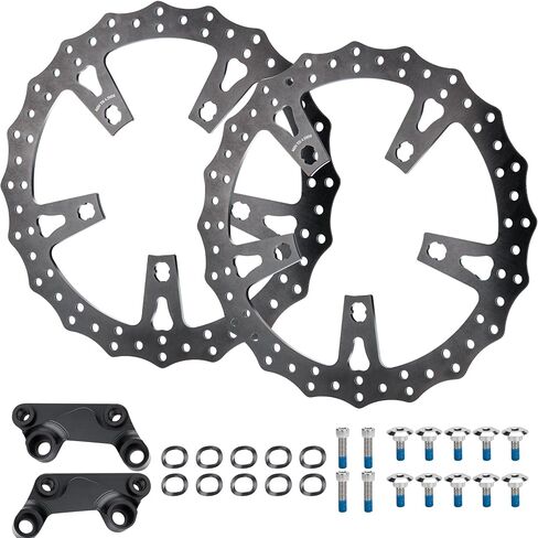 MoKitDora 11.8" Front Brake Double Disc Rotors & Caliper Adapter for Harley 2009-up Touring Street Electra Glide Road Glide Models Black Zinc Plating in Saudi Arabia