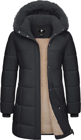 YUCOLEN Womens Winter Parka Coat Warm Thicken Jacket Down Puffer Outwear with Faux Fur Removable Hood in Kuwait