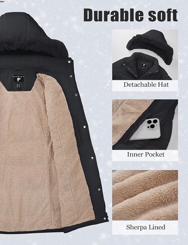 YUCOLEN Womens Winter Parka Coat Warm Thicken Jacket Down Puffer Outwear with Faux Fur Removable Hood in Kuwait