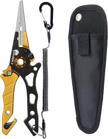 مجموعة أدوات صيد السمك الذهبية J Fish Lip Gripper كماشة ومزيل خطاف متعدد الوظائف وكماشة حلقية مقسمة لصيد الأسماك بالذبابة، وصيد الأسماك على الجليد، وصيد الأسماك على الأمواج in Kuwait