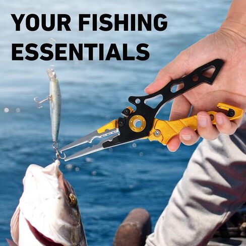 مجموعة أدوات صيد السمك الذهبية J Fish Lip Gripper كماشة ومزيل خطاف متعدد الوظائف وكماشة حلقية مقسمة لصيد الأسماك بالذبابة، وصيد الأسماك على الجليد، وصيد الأسماك على الأمواج in Kuwait