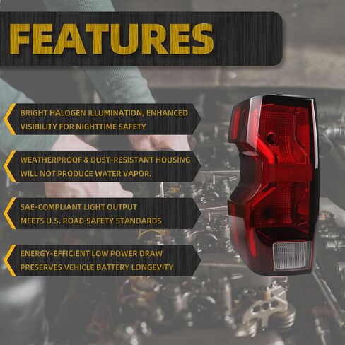 مجموعة مصباح ذيل هالوجين Dasbecan متوافق مع 2023-2025 Chevy Colorado LT ، شاحنة العمل ، Trail Boss Right Side Side Manillight LAMP استبدال# 85651743 GM2801325 in Kuwait