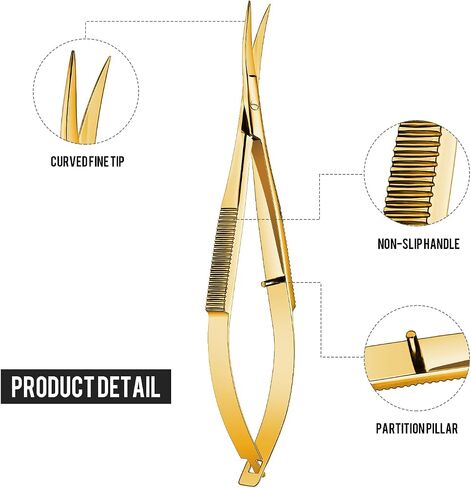 Shynai 2 Pieces 4.7 Inch Embroidery Scissors Eyebrow Scissors Spring Action Curved Tip Stainless Steel Cutting Eyebrow Trimming Craft(Silver) in Kuwait