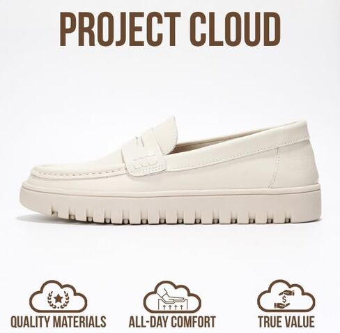 Project Cloud 100% Genuine Leather Slip-On Loafers for Women (Filide1) | Genuine Leather Womens Loafers Memory Foam Insoles Slip On Shoes for Women Lightweight Womens Shoes Non Slip Womens Loafers in Saudi Arabia