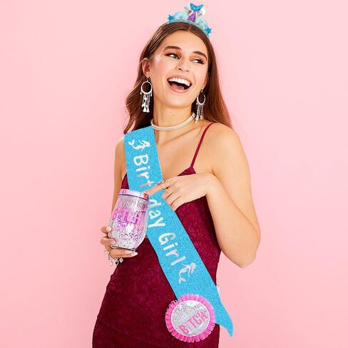 AOPRIE Birthday Girl Headbands Sash for Women Mermaid Birthday Tiara & Crowns for Girls Happy Birthday Accessories Favor Supllies Pink, 2 Pack in Saudi Arabia