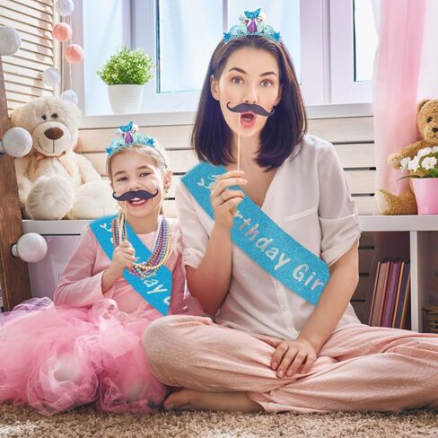 AOPRIE Birthday Girl Headbands Sash for Women Mermaid Birthday Tiara & Crowns for Girls Happy Birthday Accessories Favor Supllies Pink, 2 Pack in Saudi Arabia