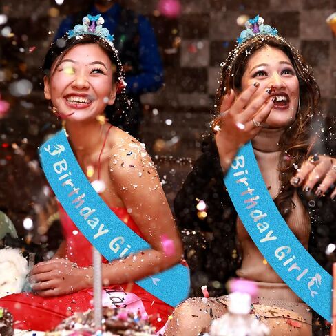 AOPRIE Birthday Girl Headbands Sash for Women Mermaid Birthday Tiara & Crowns for Girls Happy Birthday Accessories Favor Supllies Pink, 2 Pack in Saudi Arabia