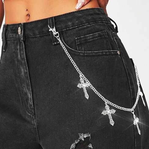 Urieo Punk Sun Jeans Bants Chain Moon Pendant Gold Wallet Chains Star Goth Metal Hip Hop Chain for Women in Saudi Arabia