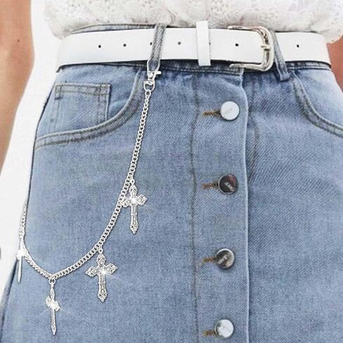 Urieo Punk Sun Jeans Bants Chain Moon Pendant Gold Wallet Chains Star Goth Metal Hip Hop Chain for Women in Saudi Arabia