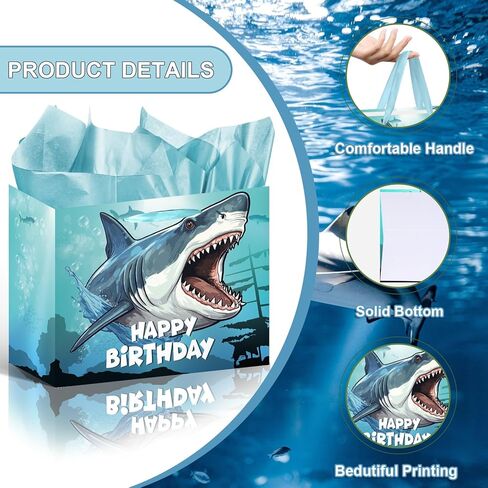 Axolotl Birthday Gift Bag - Happy Birthday Party Decorations for Women Girls, Pink Party Favor Wrapping Bag with Handle Tissue Paper Greeting Card, Salamander Theme Decorations Supplies in Kuwait