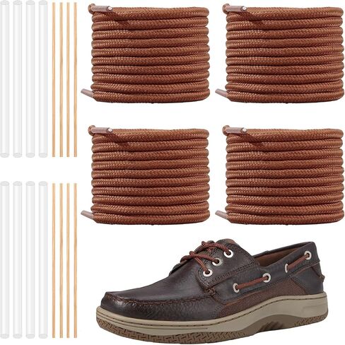 2 Pairs Shoelaces Kit for Sperry Boat Shoes, 5/32"(4mm) Round Polyester Shoe Laces Replacement Strings Kit in Saudi Arabia