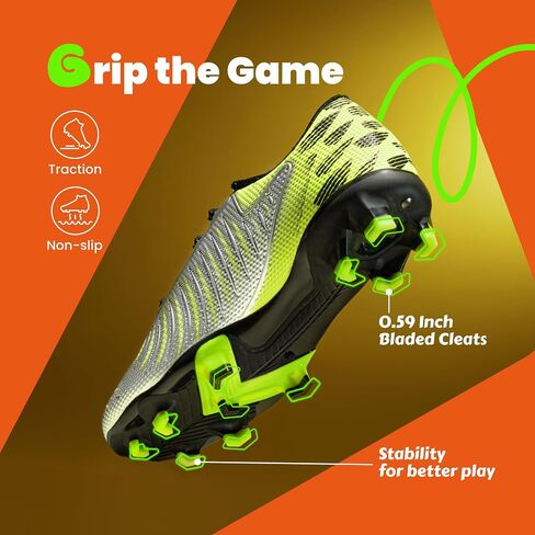 Boys Girls Soccer Cleats Athletic Outdoor Football Shoes Training Lightweight Unisex-Child Youth Futsal Indoor Turf Firm Artificial Ground Flexible Durable Comfortable Leadoff Traction Breathable 3 in Saudi Arabia