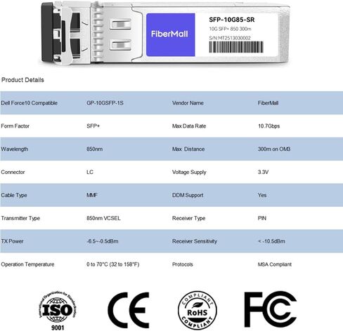SFP+ 10G LR Optical Transceiver Module Compatible with Palo Alto Networks PAN SFP-Plus-LR 10GBASE-LR SFP+ 1310nm 10km DDM Duplex LC SMF 4 Pack in Kuwait