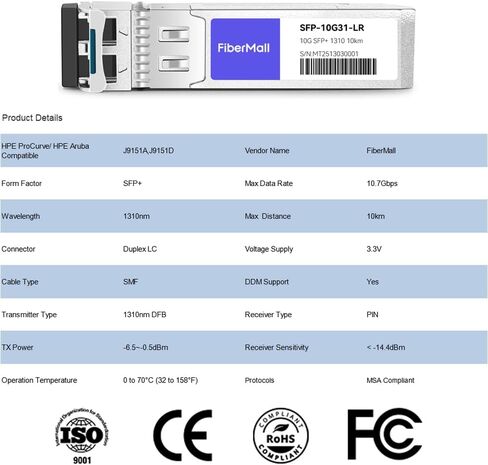 SFP+ 10G LR Optical Transceiver Module Compatible with Palo Alto Networks PAN SFP-Plus-LR 10GBASE-LR SFP+ 1310nm 10km DDM Duplex LC SMF 4 Pack in Kuwait