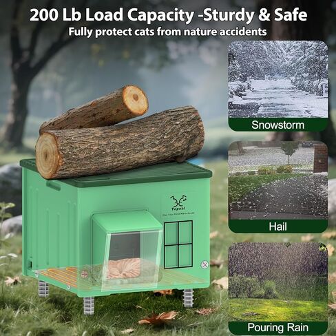 Large Indestructible Heated Cat House for Outside, Extremely Waterproof & Weatherproof Heated Outdoor Cat House for Winter, Fully Insulated Feral Cat Shelter for Outdoor Barn Cats Strays, 20x16x20 in in Saudi Arabia