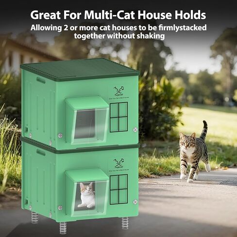 Large Indestructible Heated Cat House for Outside, Extremely Waterproof & Weatherproof Heated Outdoor Cat House for Winter, Fully Insulated Feral Cat Shelter for Outdoor Barn Cats Strays, 20x16x20 in in Saudi Arabia