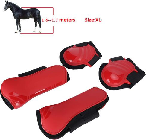 EVTSCAN 1 Pair Horse Support Boots, PU Secure Leg Protection Horse Tendon Boots Breathable Wrap Less Sweat and Rubs Equestrian Equipment(L-Red) in Saudi Arabia