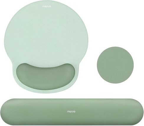 MOSISO Wrist Rest Support for Mouse Pad&Keyboard Set, Antique Green | Circle Curved Ergonomic Mousepad Non-Slip Base Home/Office Pain Relief&Easy Typing Pad with Soft Cloth&Silicone Lining in Saudi Arabia