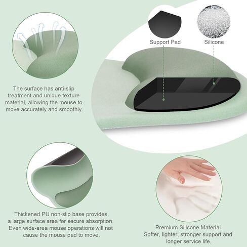 MOSISO Wrist Rest Support for Mouse Pad&Keyboard Set, Antique Green | Circle Curved Ergonomic Mousepad Non-Slip Base Home/Office Pain Relief&Easy Typing Pad with Soft Cloth&Silicone Lining in Saudi Arabia