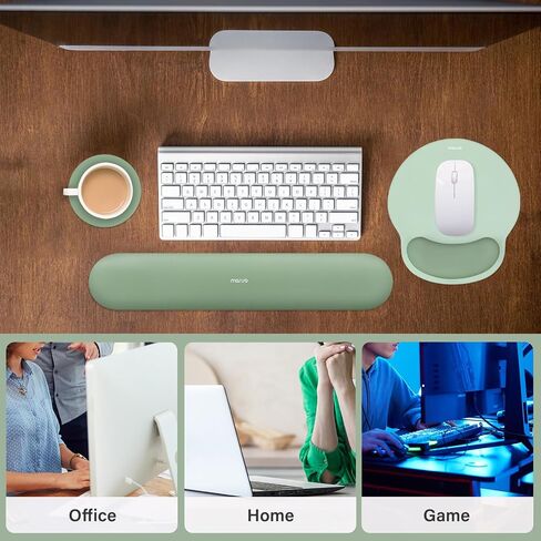 MOSISO Wrist Rest Support for Mouse Pad&Keyboard Set, Antique Green | Circle Curved Ergonomic Mousepad Non-Slip Base Home/Office Pain Relief&Easy Typing Pad with Soft Cloth&Silicone Lining in Saudi Arabia