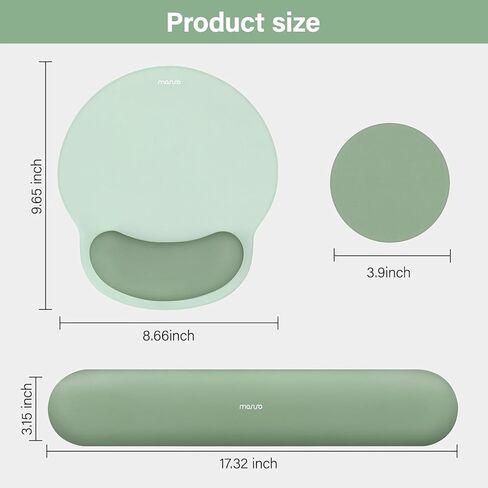 MOSISO Wrist Rest Support for Mouse Pad&Keyboard Set, Antique Green | Circle Curved Ergonomic Mousepad Non-Slip Base Home/Office Pain Relief&Easy Typing Pad with Soft Cloth&Silicone Lining in Saudi Arabia