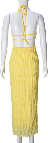 Halter Maxi Dress for Women Summer Elegant Flowy Bodycon Dress Boho Long Sundress Beach Vacation Wear in Saudi Arabia