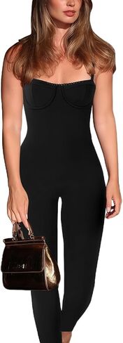Mandonce Sexy Jumpsuit For Women Sleeveless Off The Shoulder Halter Leopard Print Hight Waist Jumpsuit Trendy in Kuwait