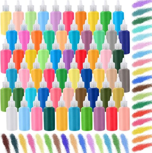 Wettarn 60 Pcs 1.25 oz Sand Art Bottle Kits 60 Colors of Sand Art Rangoli Colors for Painting DIY Drawing Favor Diwali Wedding Decoration Vase Glass Crafty Collection in Kuwait