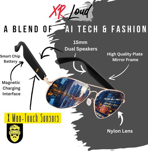 AI Smart Glasses with Bluetooth for Men Women Easy Pair with iThinkLoud, ChatGPT-Claude-Gem, Privacy-Friendly, 5.3 Android Siri Touch and Voice Assistant Glasses with Speakers, 120H SB BLACK DOMINATOR in Kuwait