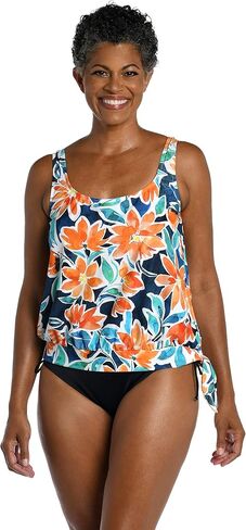 Maxine of Hollywood Women's Side Scoop Neck Deck Tankini Tanksuit Top ، Multi // Rainforest Rainbow in Kuwait