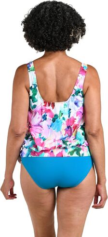 Maxine of Hollywood Women's Side Scoop Neck Deck Tankini Tanksuit Top ، Multi // Rainforest Rainbow in Kuwait