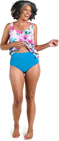 Maxine of Hollywood Women's Side Scoop Neck Deck Tankini Tanksuit Top ، Multi // Rainforest Rainbow in Kuwait