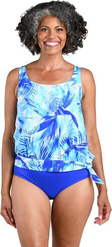 Maxine of Hollywood Women's Side Scoop Neck Deck Tankini Tanksuit Top ، Multi // Rainforest Rainbow in Kuwait